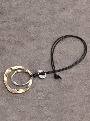 Leather Necklace for Women Long Boho Pendant Hippie Choker Necklace Bohemian Layered Leather Rope Wooden Jewelry Gifts - style: Cord Pendant Necklace