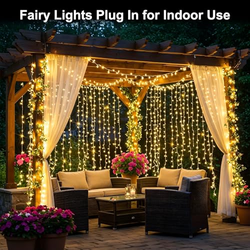 33 FT 100LEDs Christmas Lights Plug in,Outdoor Indoor Connectable Fairy Lights with Timer and 8 Modes,Christmas Tree Lights for Garden Party Wedding Christmas Decoration(Warm White) - color: Warm White