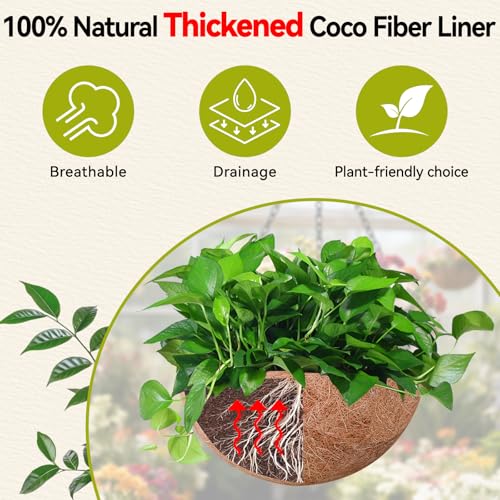 Halatool 4 Pack 12 Inch Hanging Baskets for Plants Outdoor- Small Hanging Garden Planters with Coco Liner for Outside, Empty Metal Wire Flower Holder Hanger Pot for Wall Patio Porch Balcony Decoration - color: 12in