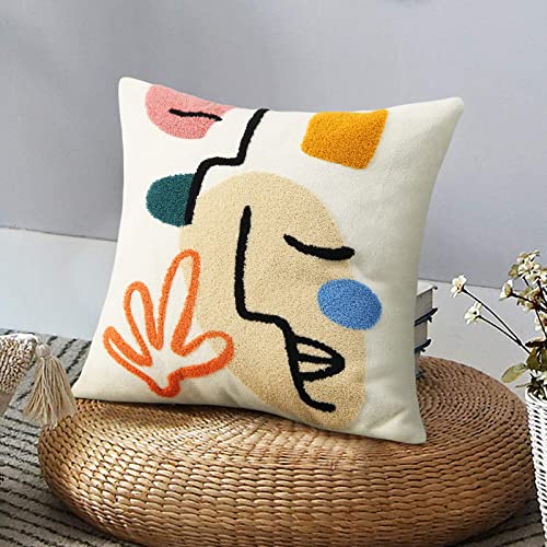 Merrycolor Boho Abstract Pillow Covers Colorful Woman Face Line Cute Pillow Cases Mid Century Aesthetic Modern Boho Pillows Decorative Throw Pillows for Bed Couch Living Room,1PC - color: Abstract Face, size: 20" x 20" (Pack of 1)