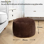 Asuprui Pouf Ottoman Unstuffed Round Poof Seat Foot Stool Ottoman Foot Rest No Filler 20x20x12 Inches Fuzzy Chair Floor Pouf Storage for Living Room Bedroom Coffee - color: Coffee