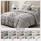 Oli Anderson Tufted Duvet Cover King Size, Soft and Lightweight Duvet Covers Set for All Seasons, 3 Pieces Boho Embroidery Shabby Chic Bedding Set (Light Grey, King, 104''x90'') - color: Light Grey, size: King(104"×90")