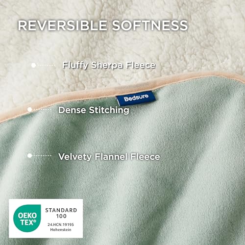 Bedsure Waterproof Dog Blankets for Medium Dogs - Medium Cat Blanket Washable for Couch Protection, Sherpa Fleece Puppy Blanket, Soft Plush Reversible Throw Furniture Protector, 30"X40", Light Green - color: Light Green, size: M(30x40")