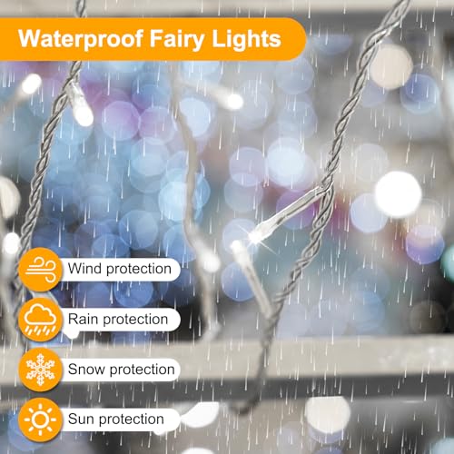 33FT 100LED Christmas Lights Plug in,Connectable Fairy Lights with Plug/Timer/8 Modes, Christmas Tree Lights Lighting Outdoor Indoor Garden Party Wedding Christmas Tree Decoration(Cool White) - color: Cool White