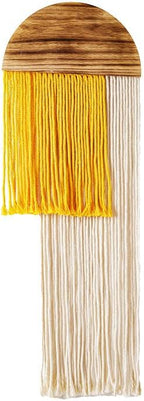 Macrame Wall Hanging, Boho Woven Tapestry, Modern Tassel Wall Decor, Handmade Wall Art Tapestry for Bedroom, Living Room, Home, Bohemian Apartment Decoration Ornament Craft (Yellow Semicircle)