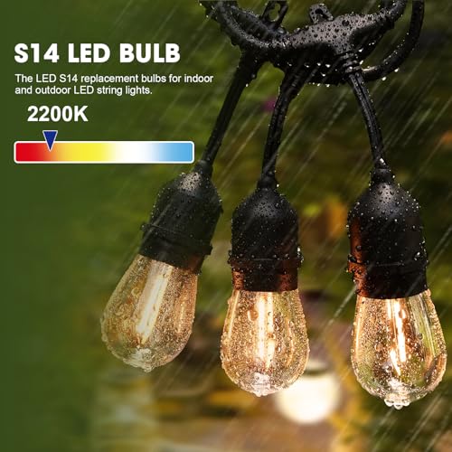 GvvooHome LED S14 Replacement Light Bulbs for Patio String Light, Shatterproof & Waterproof Hanging Light Bulbs for Outdoor String Lights, Dimmable, E26 Base, 24 Pack - color: Warm, size: 24 Pack
