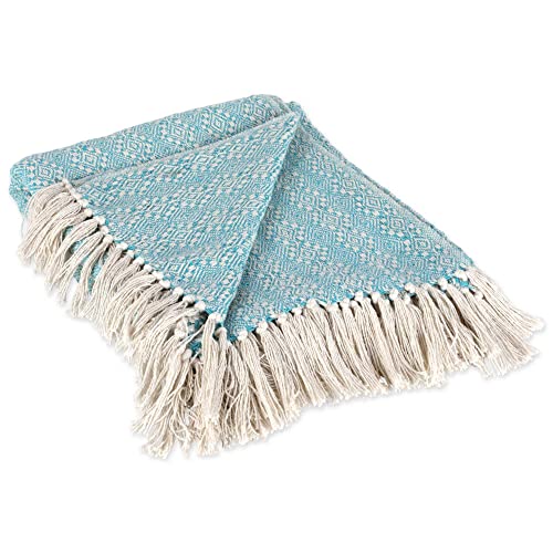 DII Diamond Stitch Woven Throw, Organic Modern, 50 x 60, Aqua - color: Aqua