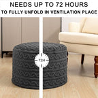 Round Plush Ottoman Pouf Stuffed– Fluffy Ottoman Foot Rest with Modern Foam Filler 20" x 14" Cozy Floor Pouf for Living Room & Bedroom (Gray) - color: Grey