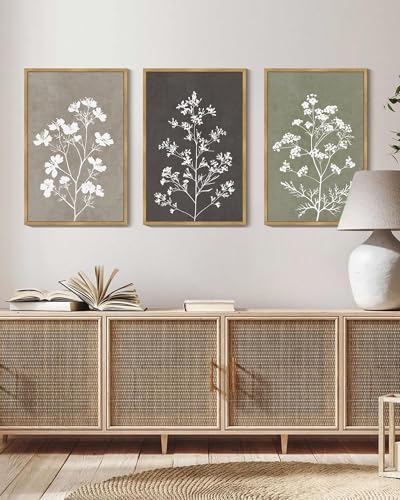 Drsoum Flower Framed Wall Art Vintage Floral Minimalist Wall Hanging Decor Farmhouse Colorful Botanical Prints Artwork for Bedroom Living Room Hallway 16x24in Natural Framed - color: Retro Flower, size: 16x24in, Natural Framed