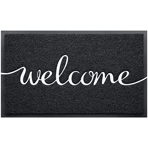 Door Mat, Welcome Mat Low Profile Floor Mat Front Doormat Indoor and Outdoor Doormat Non Slip Rugs for Entryway, Patio, High Traffic Areas (32"x20", Black-Welcome) - color: Black-welcome, size: 1'8" x 2'8" (Rectangular)