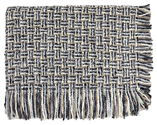 Athena Fossil Woven Soft and Warm 4 Sided Fringe Throw Blanket, 72-inch Length, Living Room or Bedroom Decoration