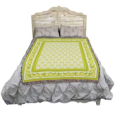 Pure Country Weavers Lemon Zest Blanket - Garden Floral Gift Tapestry Throw Woven from Cotton - Made in the USA (72x54) - color: Lemon