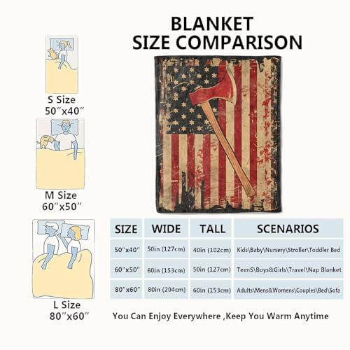 Vintage American Flag Blanket Firefighter Patriotic Throw Blankets,Birthday Gifts for Women Men,Lightweight Soft Fleece,History Lovers,Sofa Couch Bed Room Modern Rustic Decor 40x50in - color: American Flag, size: 40x50in