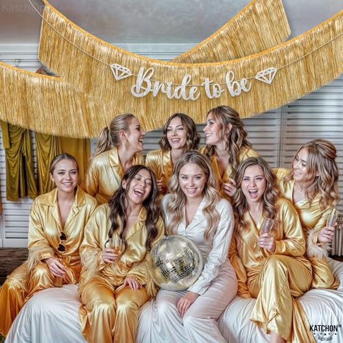 KatchOn, Large Champagne Gold Fringe Garland - 6.5 Feet, Pack of 2 | Foil Fringe Banner for 50th Birthday Decorations | Gold Streamers for Casino, Bachelorette, Graduation Decorations 2026 - color: Champaigne Gold