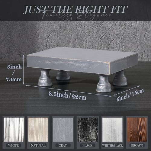 EOSAHR Pine Wood Risers for Decor for Kitchen Sink & Small Vanity - Versatile Risers Display Stands for Bathroom Decor - Chic Sponge Holder and Perfume Organizer (Gray, 8.5") - color: C-Pine Wood-Gray
