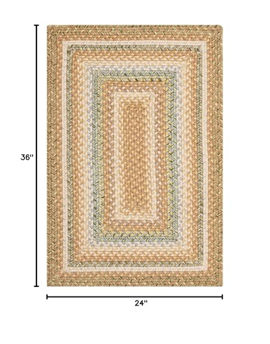 SAFAVIEH Washable Rug Outdoor Braided Collection - 2' x 3', Tan & Multi, Handmade & Reversible, Non-Shedding & Easy to Clean, Ideal for Entryway, Patio, Kitchen, Mudroom, Front Door (BRD314A) - color: Tan/Multi, size: 2' x 3' (Rectangular)