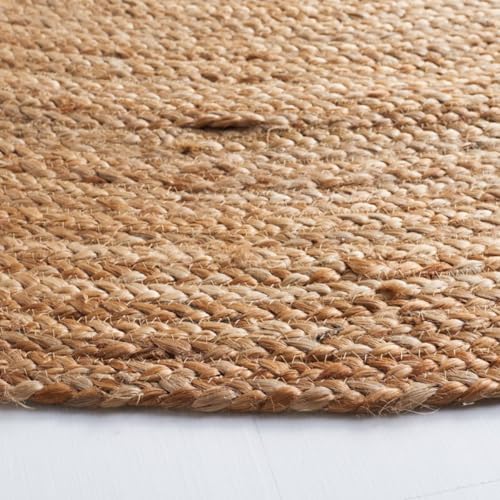 SAFAVIEH Area Rug 3' Round - Cape Cod Collection- Natural Brown, Handmade Braided Flat Weave Jute (CAP252A) - size: 3' (Round)