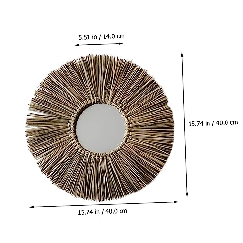 Cabilock Scandinavian Home Decor Round Wall Mirror Boho Style Tassel Woven Handmade Wall Art