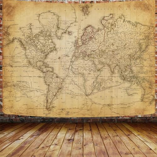 Old World Map Tapestry, Vintage World Map Geographical Distribution Tapestry Wall Hanging, Brown Historical Atlas Educational Poster Classroom Large Tapestries Office Decor 90x70 - color: Retro Map, size: 90L" x 70W"