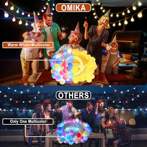 OMIKA Color Changing String Lights Plug in, 25 Colors 33FT 100LED RGB+Warm White Globe String Lights, Outdoor Christmas Globe Decorative Lights with Remote for Indoor Bedroom Party Garden Xmas Decor - color: Color Changing, size: 33ft 100LED
