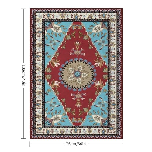 Red Boho Throw Blanket,Abstract Geometric Traditional Ethnic Texture Pattern Soft Throw Blanket for Couch Sofa Camping Office Travel Home Bedroom Decor All Seasons 30"x40" - color: Boho-6, size: 30x40in
