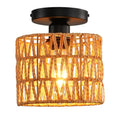 Ceiling Light Fixture,Hand-Woven Rattan Flush Mount Ceiling Light,Farmhouse Light Fixtures Ceiling Mount Boho for Hallway Bedroom Kitchen Entryway Living Room - color: 1 Pack Brown