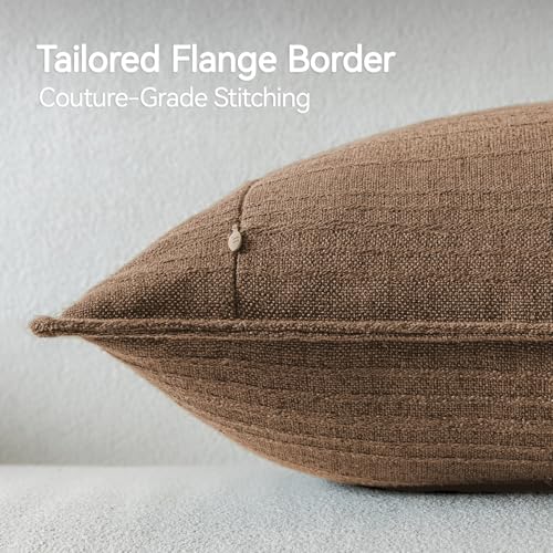 a moment Linen Pillow Covers Set of 2,Boho Farmhouse Throw Pillowcases Neutral Textured Decorative Covers for Couch Sofa,Soft Linen Blend Accent Case Cushion Living Room Home Decor 20"x12"Hazel - color: Hazel, size: 20" x 12" (Pack of 2)