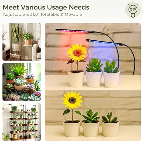 GREENSTELL Plant Stand Indoor with Grow Light, 7-Tiered Tall Metal Plant Stand for Indoor Plants, Half-Moon Shape Display Shelf for Living Room, Balcony, Patio, White (2 Pack)