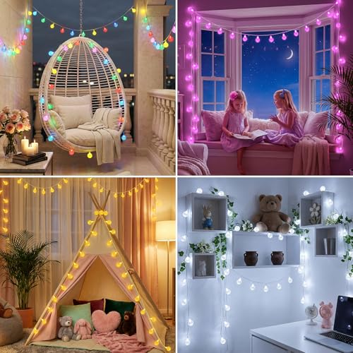 OMIKA Color Changing Indoor String Light USB Plug, 16.5ft 50 LEDs Crystal Globe Fairy Lights with Remote Timer Ambient Lighting for Girls Bedroom Home Xmas Halloween Party Decor (24 Colors+Warm White) - color: Color Changing, size: 16.5ft 50LED