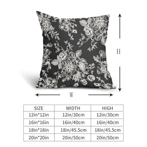 Kawani Vintage Floral Pillow Covers 18x18 Inch Set of 2 Black Floral Outdoor Decorative Throw Pillows Chinoiserie Flower Pillowcases Rustic Farmhouse Cushion Covers for Couch Home Decor - color: Black Floral, size: 18" x 18" (Pack of 2)
