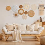 10 piece (Bohemian) Boho Wall Basket Decor – Handmade Woven Wall Baskets, Farmhouse Wall Art, Rustic Hanging Basket Set for Living Room, Bedroom & Kitchen Summer decoration - style: Bohemian