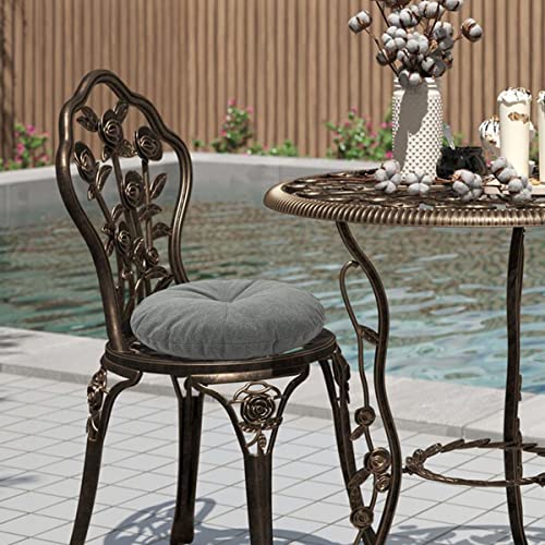 Bistro Chair Cushions 15 inch,Set of 2,Tufted Round Chair Cushions with Ties,15"x15"x4",Water Resistant Round Seat Cushion for Barstool Chairs,Patio Garden Kitchen Outdoor Furniture(Dark gray) - color: Dark Gray, size: 15"x15"