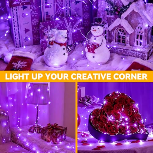 Twinkle Fairy Lights 8 Modes with Remote and Timer 33ft 100LED USB Plug in String Lights Waterproof String Lights for Bedroom Indoor Wreath Party Wedding Christmas Decoration, Purple - color: Purple, size: 1 Pack