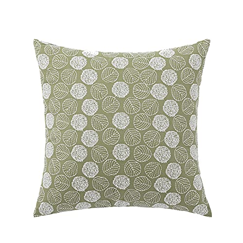 vctops Leaf Embroidery Decorative Throw Pillow Cover Boho Tufted Linen Cushion Cover for Couch Sofa Bed (Green Leaf,18"x18") - color: Green Leaf, size: 18" x 18" (Pack of 1)