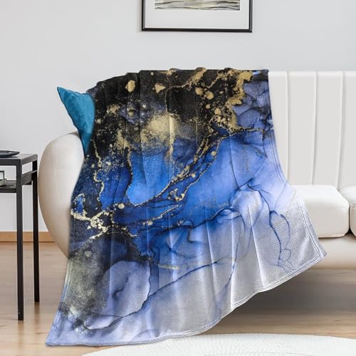 Modern Marble Blanket, Abstract Luxury Baroque Golden Dark Blue Stone Veins Pattern Soft Warm Cozy Plush Flannel Covers for Livingroom Bedroom Couch Chair Camping Travel Home Decor Tapestry 30x40in - color: Abstract-20, size: 30W" x 40L"