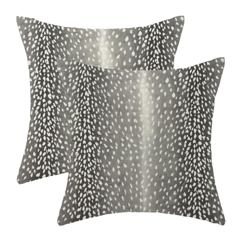 Antelope Print Pillow Covers 18x18 Pack of 2,Black Gray Animal Skin Print Throw Pillow Covers Boho Modern Abstract Decorative Pillowcase Farmhouse Cushion Cover for Home Sofa Outdoor Decor - color: Antelope Print-black Gray, size: 18" x 18" (Pack of 2)