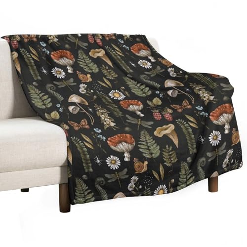 Rustic Mushroom Blanket,Vintage Rustic Old Plant Flower Leaf Mushroom Print Blanket for Couch Sofa Bed Decorative Gifts 30x40 - color: Blanket-19, size: 30"x40"