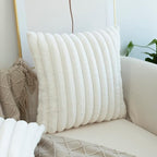 JOJUSIS Pack of 2 Faux Fur Plush Decorative Throw Pillow Covers Couch Cushion Case Soft Pillowcases (White, 20 x 20-Inch)