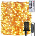 132 Feet 400 LEDs Copper Wire String Lights with Switch, Christmas Lights Indoor Decoration for Party Wedding Bedroom, Fairy Lights Plug in with Remote, 8 Scene Modes, Dimmable Warm White - size: 132 Feet