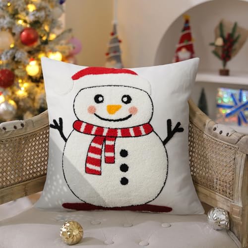 Adabana Snowman Christmas Pillow Covers 18x18 Snowman Decortions Winter Holiday Pillow Cover for Home Sofa Couch Bedroom Decor White - color: Christmas Snowman:white
