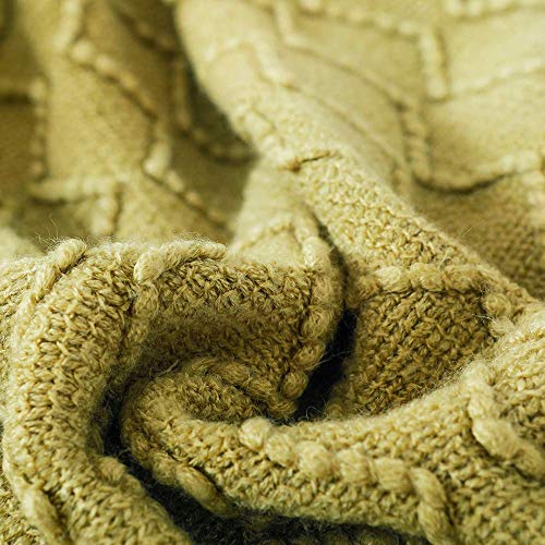 BOURINA Olive Green Throw Blanket 50x60 Inches Throw Textured Solid Soft Sofa Couch Decorative Knit Blanket - color: Olive Green, size: 50"x60"