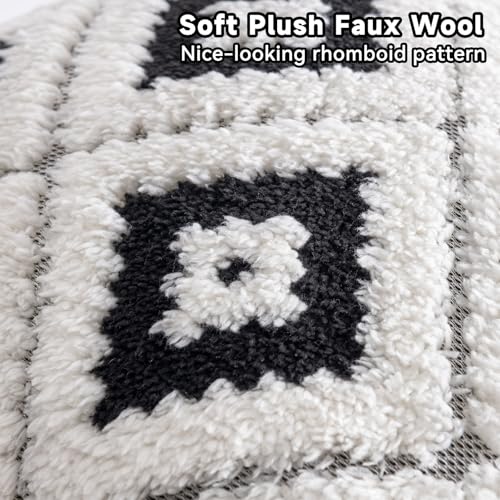 AmHoo Pack of 2 Decorative Throw Pillow Covers Rhomboid Luxury Super Soft Plush Set Case Cushion for Couch Sofa Bedroom 18 x 18-Inch Black - color: Black, size: 18" x 18" (Pack of 2)