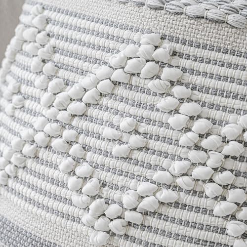 BlissBlush Gray Cream White Boho Throw Pillow Cover 20X20, Boho Woven Textured Pillow Cover, Neutral Pillow Cover, Sofa Couch Bed Farmhouse Lumbar Pillow (Cover ONLY) - color: Gray, size: 20" x 20" (Pack of 1)