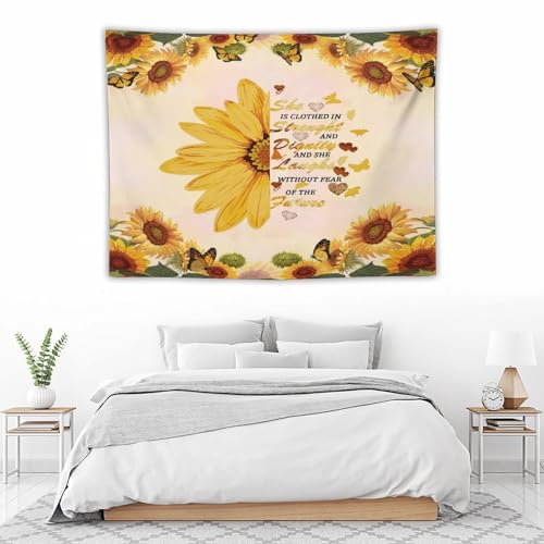 Sunflower Tapestry,Yellow Floral and Butterfly Tapestry for Bedroom,Nature Landscape Tapestry Wall Hanging for Living Room Dorm Home Decor,40"x30" - color: Sunflower-10, size: W40xL30in