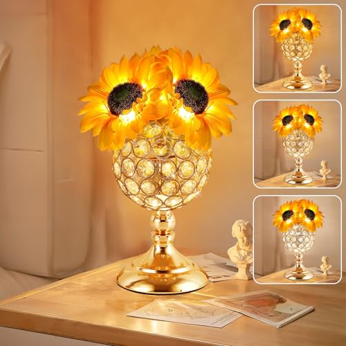 Sunflower Lamps for Women-Sunflower Flower Touch Lamp with 3-Color Infinitely Dimming,10+ Hours Runtime-Ideal Gift for Mom,Flower Decor for Bedroom and Office,USB Charge,IP44 Waterproof - style: Sunflower-Oval