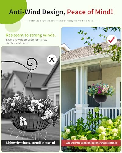 2 Sets Artificial Hanging Plants Flowers with Basket for Outdoors | 30 Bundles UV Resistant Fake Plants Spring Summer Decoration Faux Garden Patio Yard Front Porch Balcony Arrangement