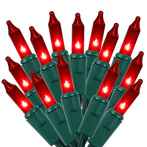 LJLNION Valentines String Lights, 150 Count 33 FT Incandescent Mini Green Wire Christmas Fairy Light, 120V UL Certified Connectable Tree Lights for Patio, Holiday, Party, Outdoor Indoor Decor, Red - color: Red