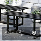 Plant Stand Indoor Outdoor, Foldable Metal Plant Shelf for Multiple Pots, Mid Century Slatted Bench for Patio Garden, Heavy Duty Capacity 330 lbs 2 Pack Black
