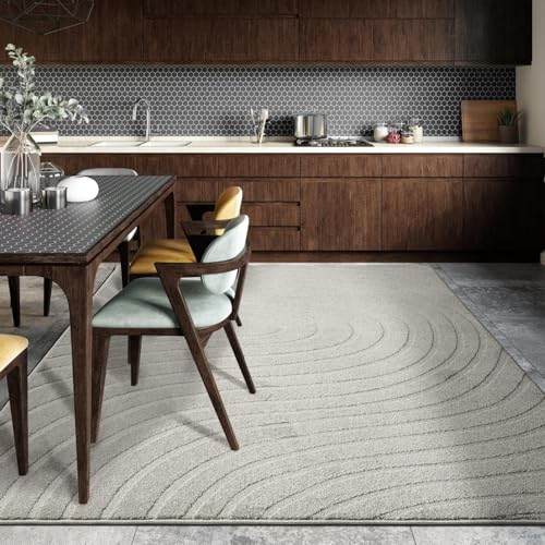 LUXE WEAVERS Modern Geometric Wave Gray 4x6 Area Rug - color: Grey, size: 4' x 6' (Rectangular)