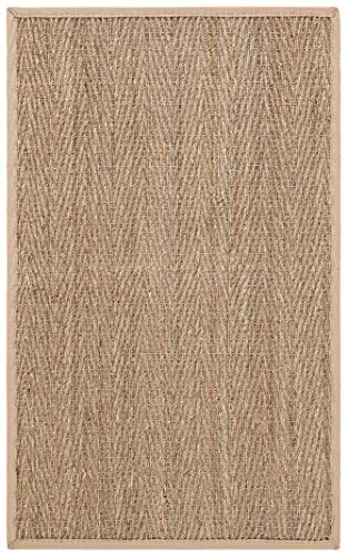 SAFAVIEH Area Rug 2x3 - Natural Fiber Collection - Natural & Beige, Seagrass, Herringbone Pattern with Border (NF115A) - color: Natural/Beige, size: 2' x 3' (Rectangular)